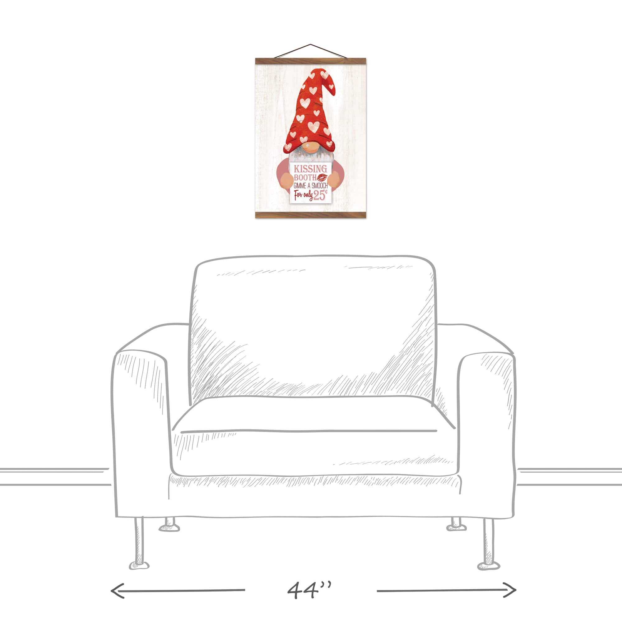 Kissing Gnome 12" x 16" Teak Hanging Canvas